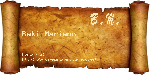 Baki Mariann névjegykártya